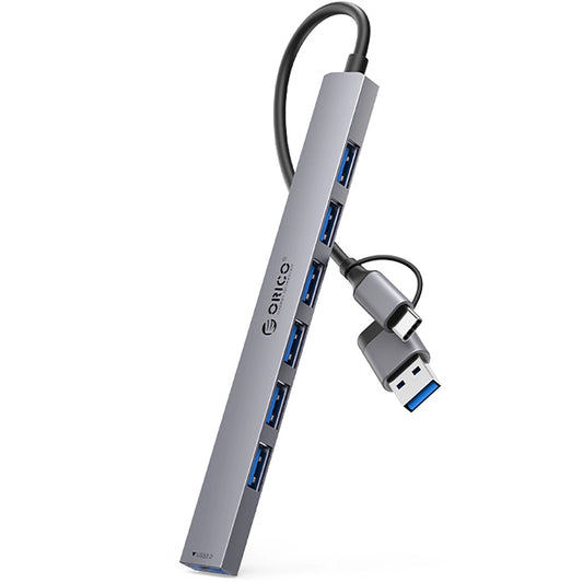 Hub USB / USB-C Orico YSA2-U3, 1 x USB-A 3.0 - 6 x USB-A, Szary