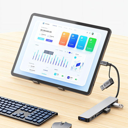 Hub USB / USB-C Tech-Protect HB06, 2 x USB-A 3.0 - 2 x USB-A - 1 x USB-C - 1 x Jack 3.5mm - 1 x SD - 1 x microSD, Szary