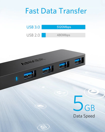 Koncentrator USB Anker, 4 x USB-A 3.0, czarny A7516016 