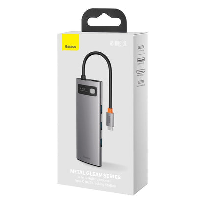 Koncentrator Baseus USB-C, 3 x USB-A 3.0 - 1 x USB-C - 1 x HDMI - 1 x SD - 1 x microSD - RJ45, szary CAHUB-CV0G