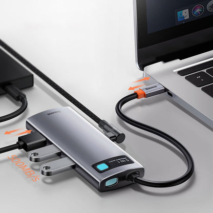 Hub USB-C Baseus Metal Gleam, 3 x USB-A 3.0 - 1 x USB-C - 1 x HDMI, Szary CAHUB-CX0G