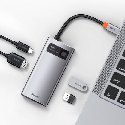 Koncentrator USB-C Baseus Metal Gleam, 2 x USB-A - 1 x USB-C - 1 x HDMI, szary CAHUB-CY0G