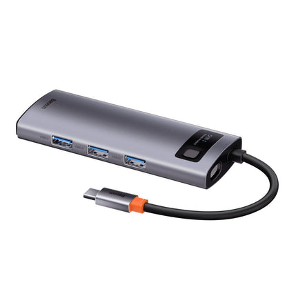 Hub USB-C Baseus Metal Gleam, 3 x USB-A 3.0 - 1 x USB-C - 1 x HDMI, Szary CAHUB-CX0G