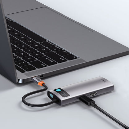 Hub USB-C Baseus Metal Gleam, 3 x USB-A 3.0 - 1 x USB-C - 1 x HDMI, Szary CAHUB-CX0G