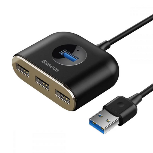 Hub USB Baseus Square, 1 x USB-A 3.0 - 3 x USB-A, Czarny CAHUB-AY01