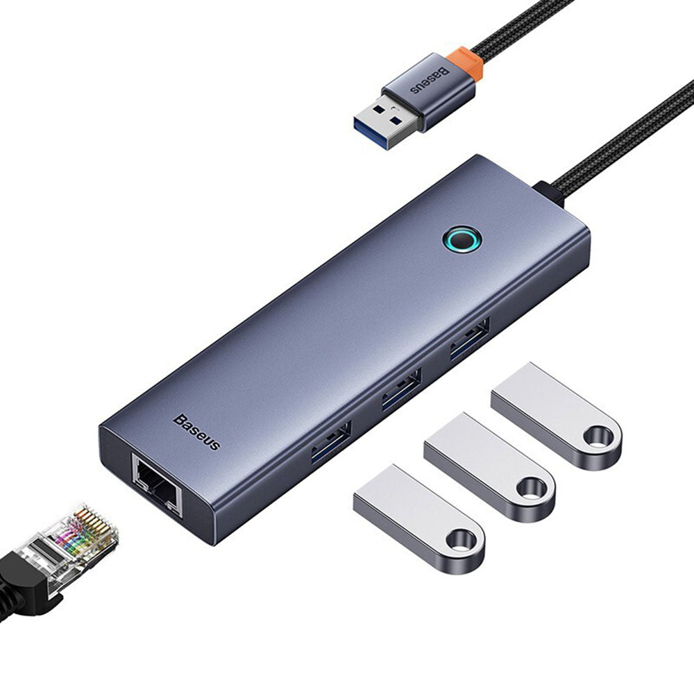 Hub USB Baseus UltraJoy, 3 x USB-A 3.0 - 1 x RJ45, Szary B0005280A813-01