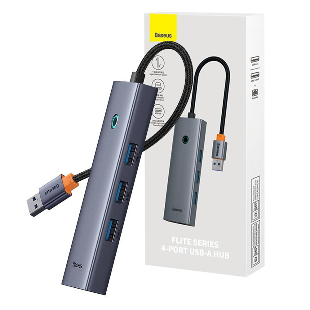 Hub USB Baseus UltraJoy, 3 x USB-A 3.0 - 1 x RJ45, Szary B0005280A813-01