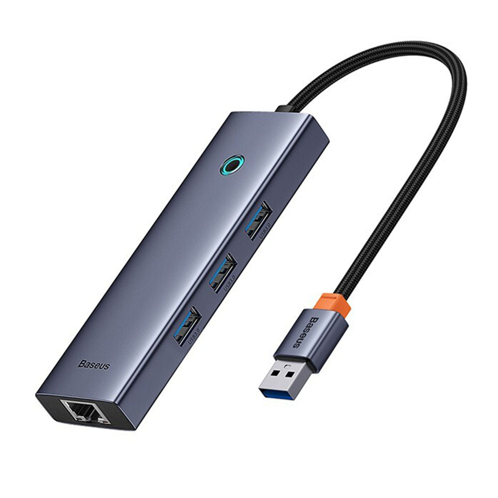 Hub USB Baseus UltraJoy, 3 x USB-A 3.0 - 1 x RJ45, Szary B0005280A813-01