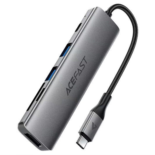 Hub USB-C Acefast J18, 6w1, Szary