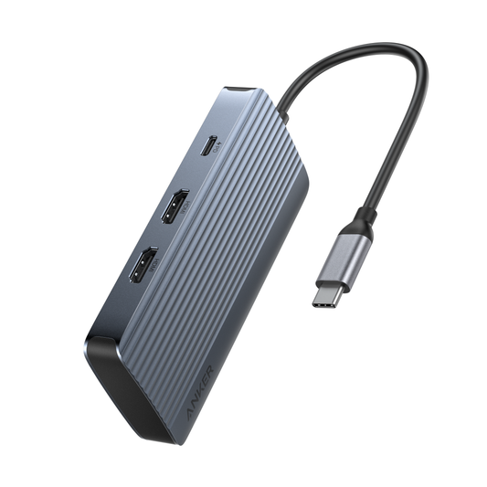 Hub USB-C Anker, 1 x USB-A 3.2 - 3 x USB-A - 1 x USB-C - 2 x HDMI, Szary A83740A2