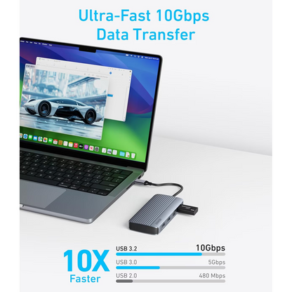 Hub USB-C Anker, 1 x USB-A 3.2 - 3 x USB-A - 1 x USB-C - 2 x HDMI, Szary A83740A2