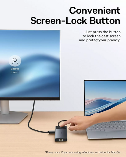 Hub USB-C Baseus Dual Display, 1 x USB-A 3.0 - 2 x USB-A - 2 x USB-C - 2 x HDMI - 1 x RJ45 - 1 x SD - 1 x microSD, Czarny B00061800123-01