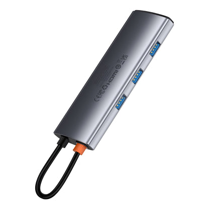 Baseus Joystar USB-C Hub, 3 x USB-A 3.0 - 1 x USB-C - 1 x HDMI - 1 x SD - 1 x microSD, srebrny B0003070881111-00 