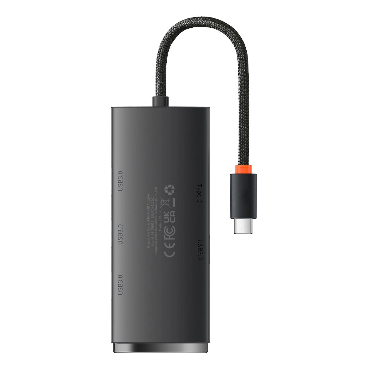 Koncentrator Baseus Lite USB-C, 4 x USB-A 3.0 - 1 x USB-C, 0,25 m, czarny WKQXX030301 