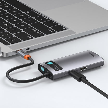 Baseus Metal Gleam USB-C Hub, 2 x USB-A - 1 x USB-C - 1 x HDMI, Gray Resealed CAHUB-CY0G