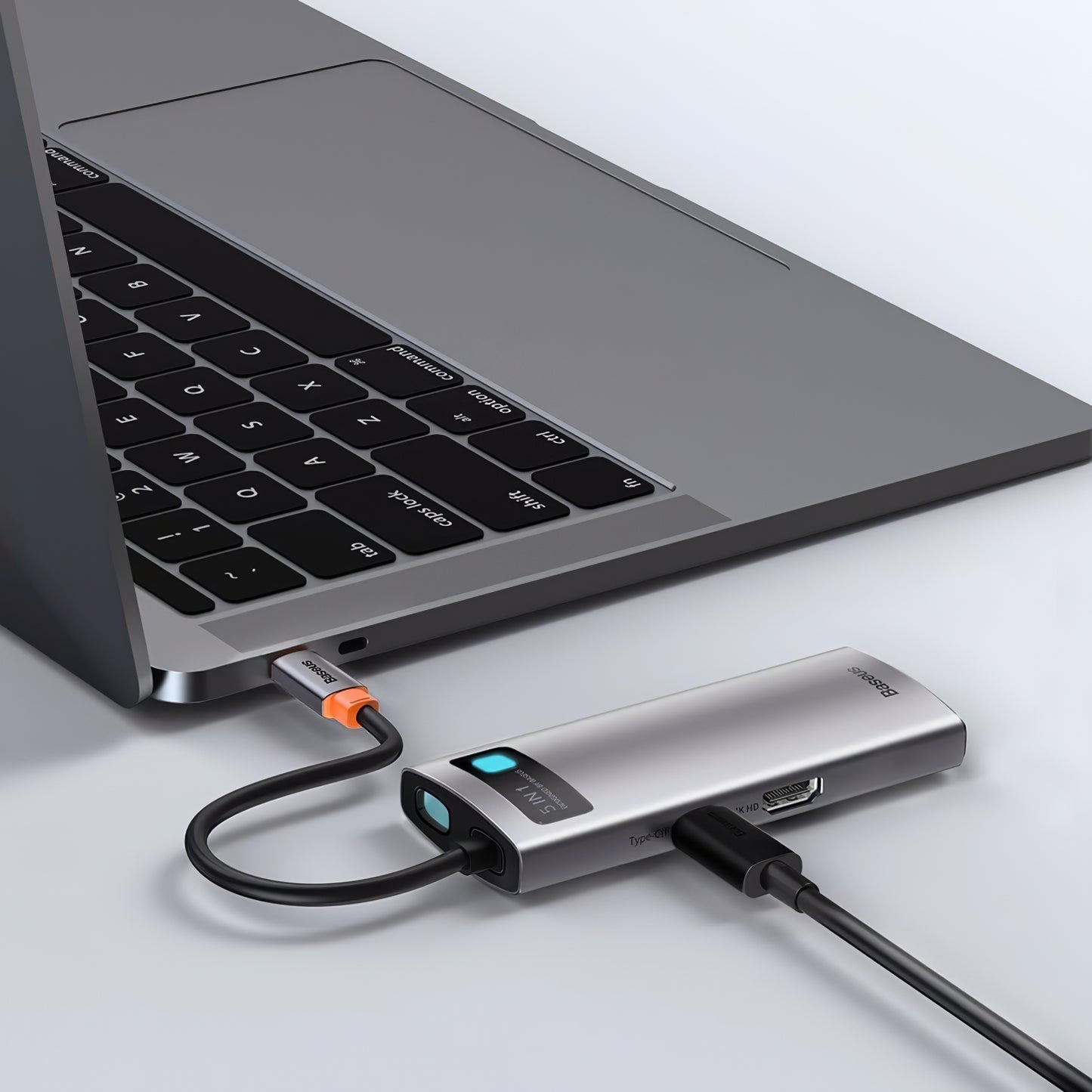 Koncentrator USB-C Baseus Metal Gleam, 3 x USB-A - 1 x USB-C - 1 x HDMI, szary WKWG020013 