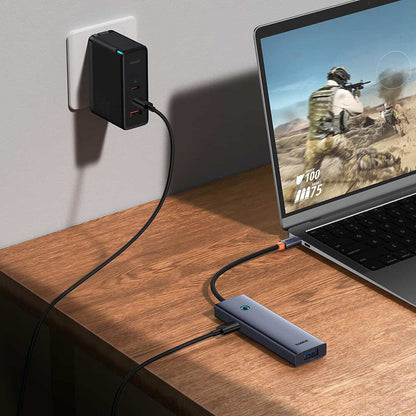 Hub USB-C Baseus UltraJoy, 4 x USB-A 3.0 - 1 x USB-C, Szary B00052801811-01