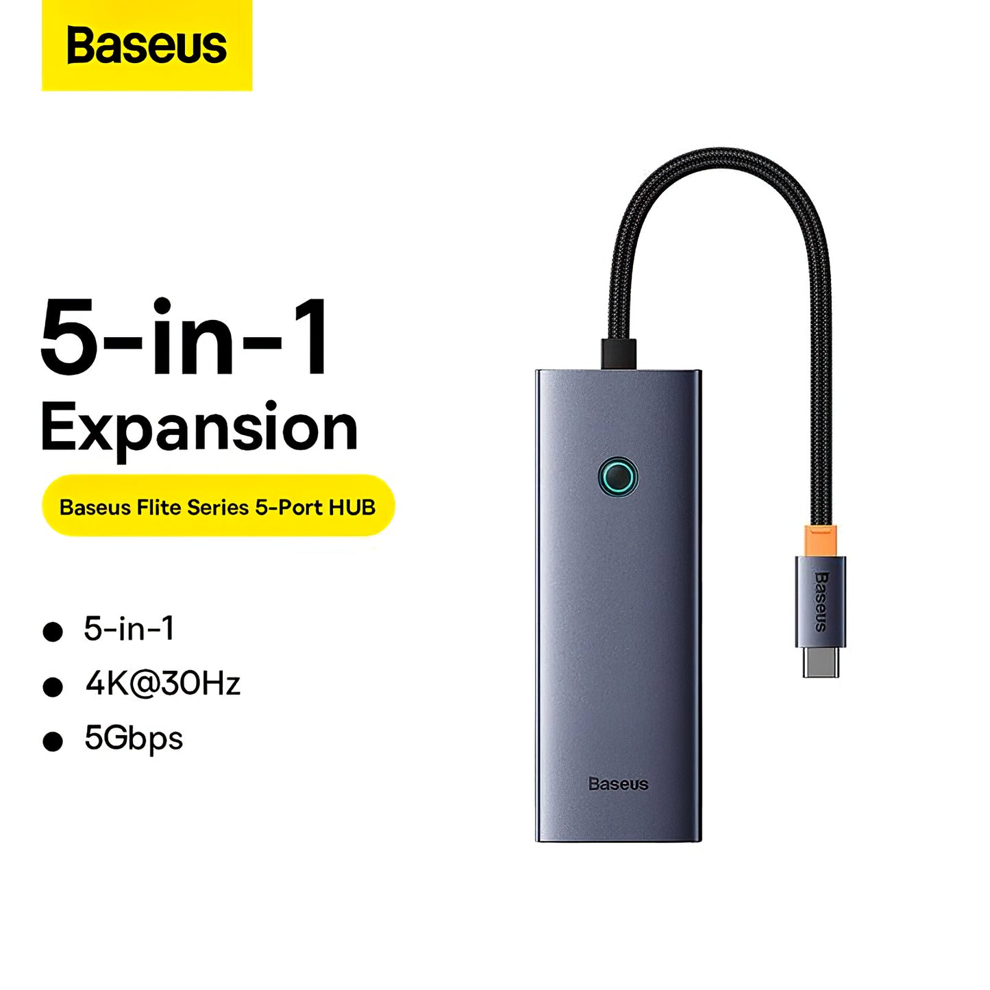 Baseus UltraJoy USB-C Hub, 4 x USB-A 3.0 - 1 x HDMI, szary B00052809813-00 