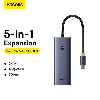 Baseus UltraJoy USB-C Hub, 4 x USB-A 3.0 - 1 x HDMI, szary B00052809813-00 