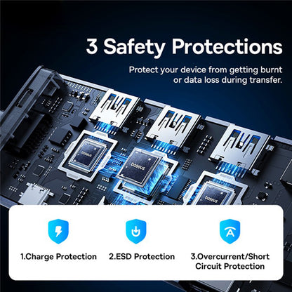 Hub USB-C Baseus UltraJoy, 4 x USB-A 3.0 - 1 x USB-C - 1 x HDMI - 1 x VGA, Szary B00052803811-01