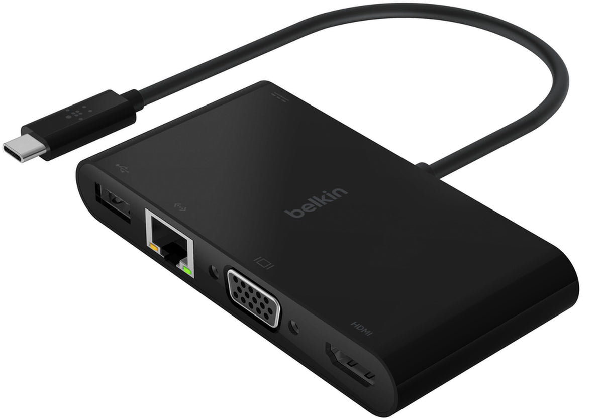 Hub USB-C Belkin Connect, 1 x USB-A 3.0 - 1 x USB-C - 1 x HDMI - 1 x VGA - 1 x RJ45, Czarny AVC004btBK