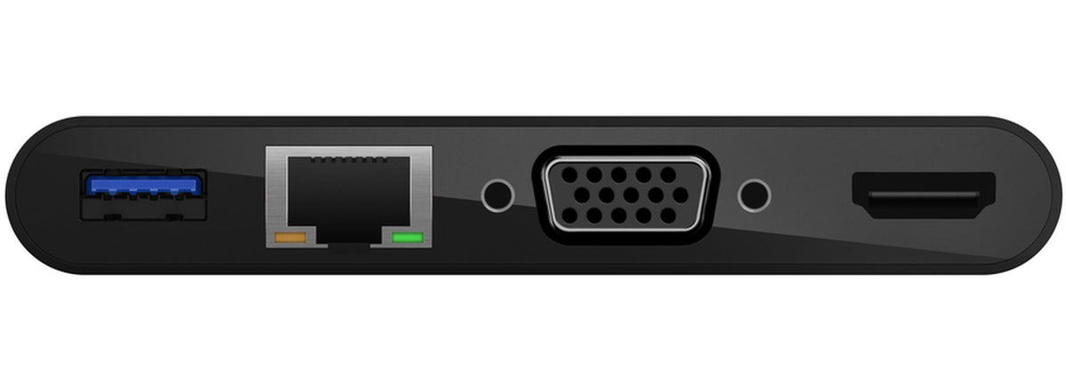 Hub USB-C Belkin Connect, 1 x USB-A 3.0 - 1 x USB-C - 1 x HDMI - 1 x VGA - 1 x RJ45, Czarny AVC004btBK