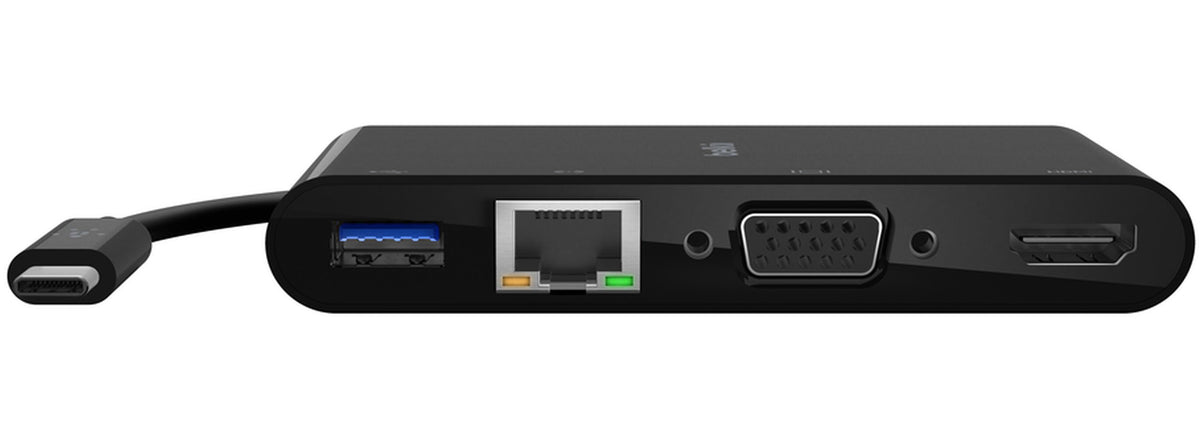 Hub USB-C Belkin Connect, 1 x USB-A 3.0 - 1 x USB-C - 1 x HDMI - 1 x VGA - 1 x RJ45, Czarny AVC004btBK