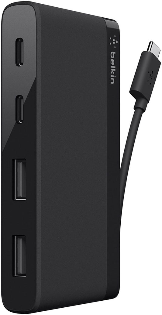 Hub USB-C Belkin Mini, 2 x USB-A 3.1 - 2 x USB-C, Czarny F4U090btBLK