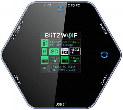 BlitzWolf BW-TH16 USB-C Hub, 8in1, Gray