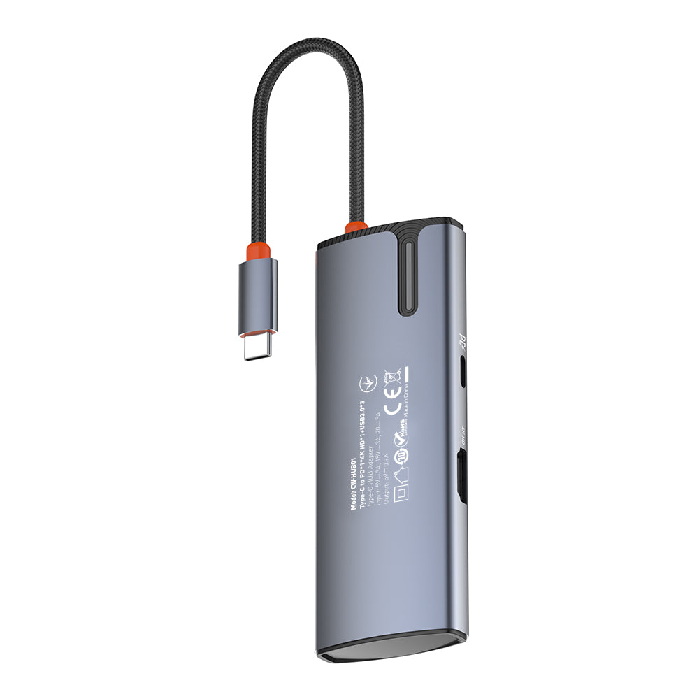 Hub USB-C ColorWay CW-HUB01, 5w1, Srebrny