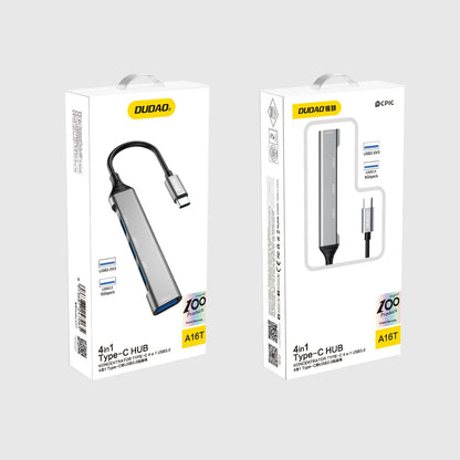 Hub USB-C Dudao A16T, 1 x USB-A 3.0 - 3 x USB-A, Czarny