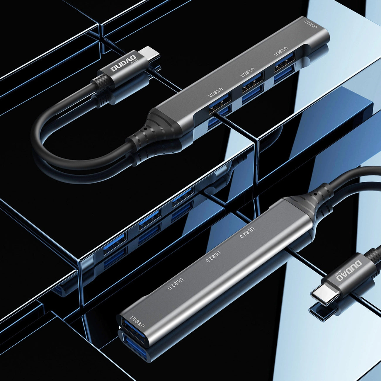 Hub USB-C Dudao A16T, 1 x USB-A 3.0 - 3 x USB-A, Czarny