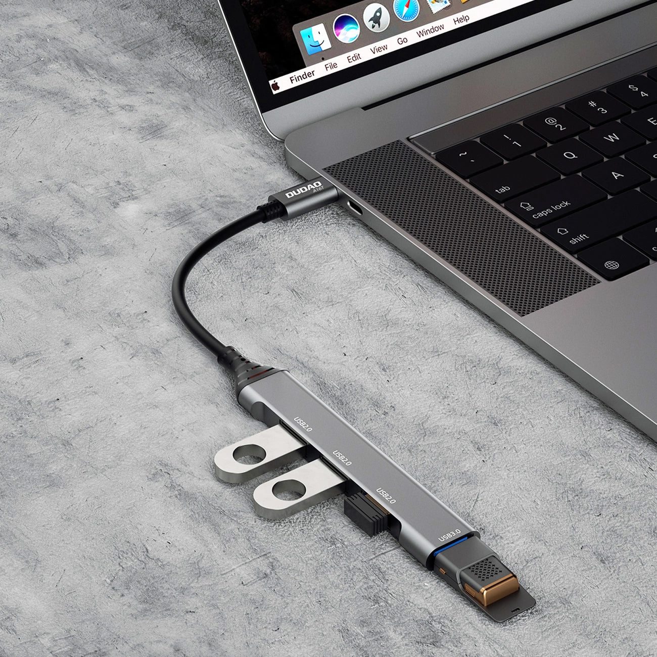 Hub USB-C Dudao A16T, 1 x USB-A 3.0 - 3 x USB-A, Czarny