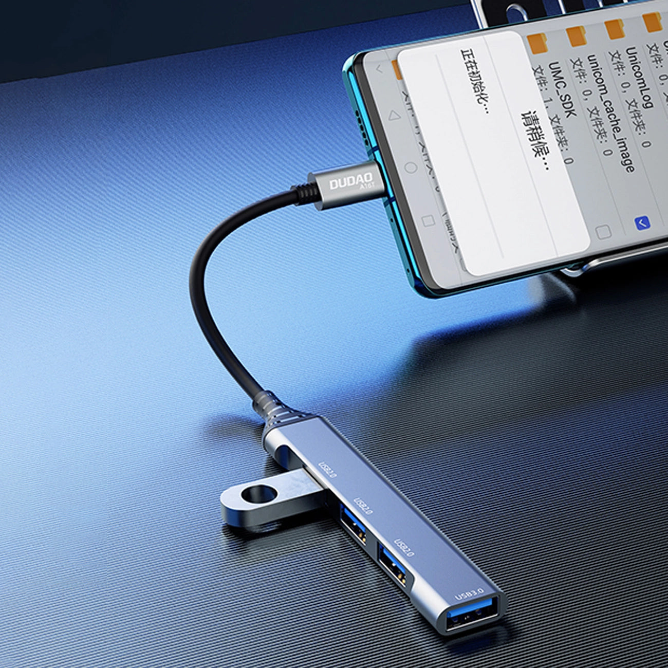 Hub USB-C Dudao A16T, 1 x USB-A 3.0 - 3 x USB-A, Czarny