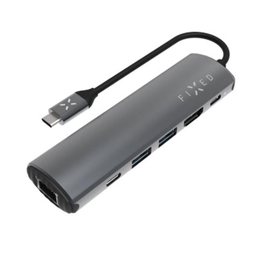 Hub USB-C Fixed Pro, 6w1, Szary