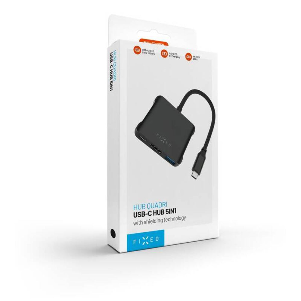 Hub USB-C Fixed Quadri, 5w1, Czarny