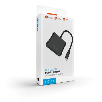 Hub USB-C Fixed Quadri, 5w1, Czarny