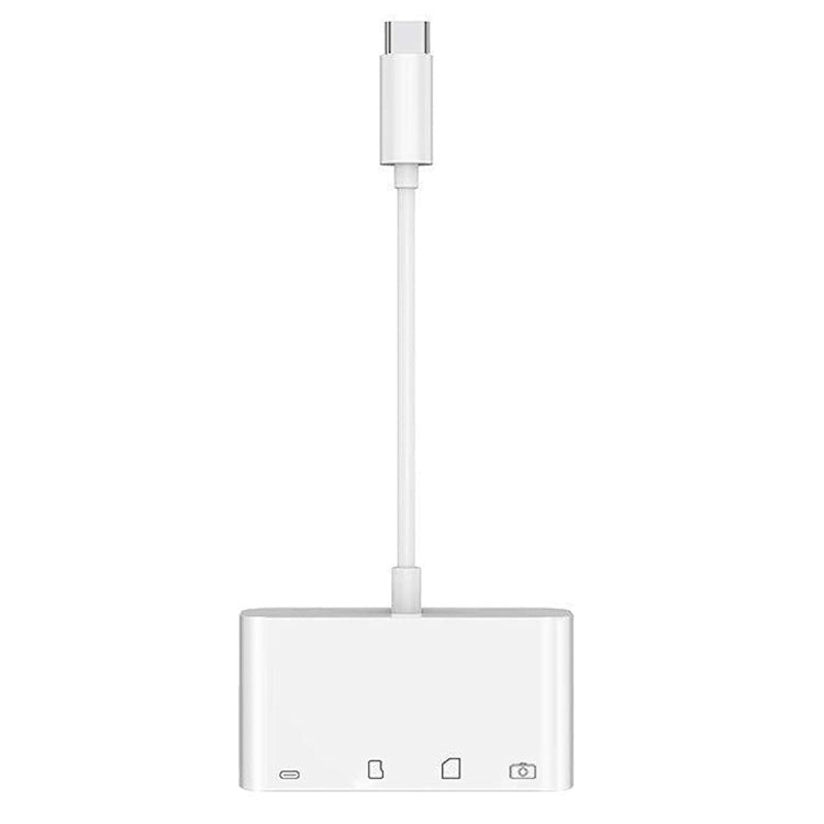 Koncentrator USB-C OEM NK108LTC, 1 x USB-A - 1 x USB-C - 1 x SD - 1 x microSD, biały 