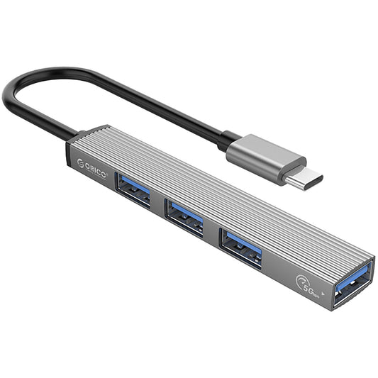 Hub USB-C Orico AH-A13, 1 x USB-A 3.0 - 3 x USB-A, Szary