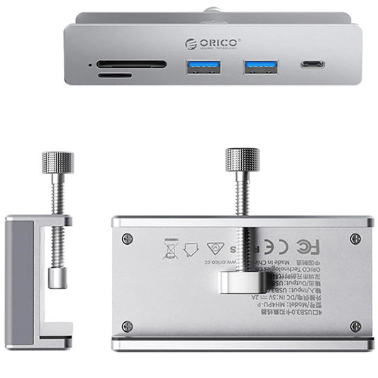 Hub USB-C Orico MH5PC Clamp, 2 x USB-A 3.2 - 1 x USB-C - 1 x SD - 1 x microSD, Srebrny