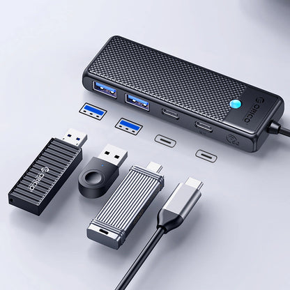 Hub USB-C Orico PAPW2AC-C3, 2 x USB-A 3.0 - 2 x USB-C, Czarny