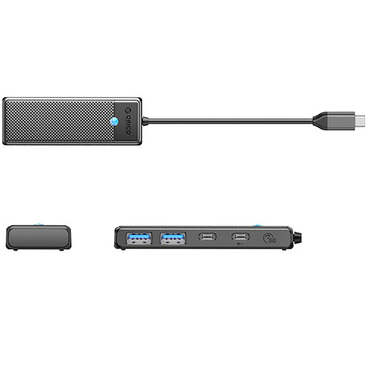 Hub USB-C Orico PAPW2AC-C3, 2 x USB-A 3.0 - 2 x USB-C, Czarny