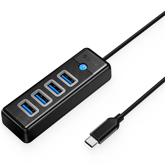 Hub USB-C Orico PW4U-C3, 4 x USB-A 3.0, Czarny