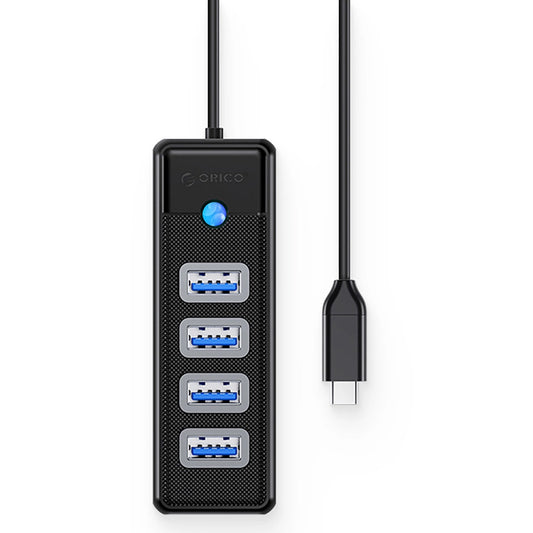 Hub USB-C Orico PW4U-C3, 4 x USB-A 3.0, Czarny
