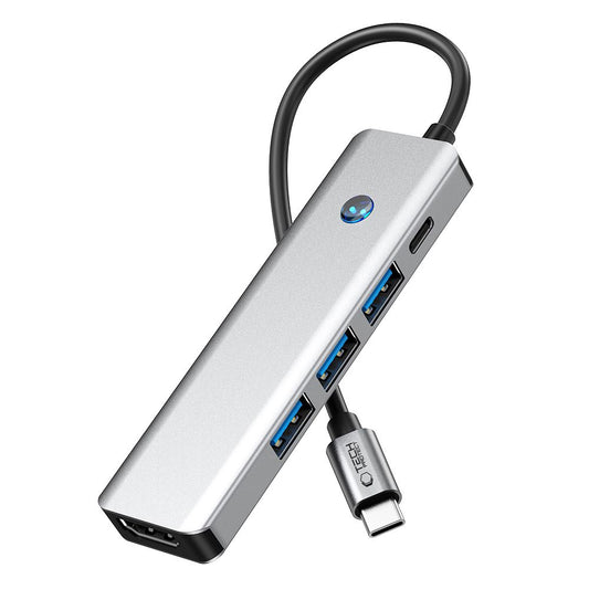 Hub USB-C Tech-Protect HB01, 1 x USB-A 3.0 - 2 x USB-A - 1 x USB-C - 1 x HDMI, Szary
