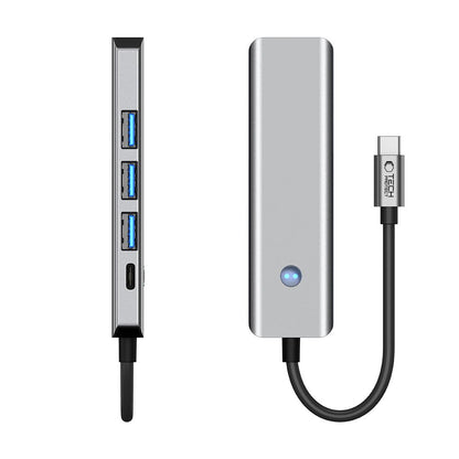 Hub USB-C Tech-Protect HB01, 1 x USB-A 3.0 - 2 x USB-A - 1 x USB-C - 1 x HDMI, Szary