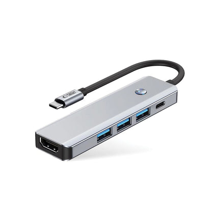 Hub USB-C Tech-Protect HB01, 1 x USB-A 3.0 - 2 x USB-A - 1 x USB-C - 1 x HDMI, Szary