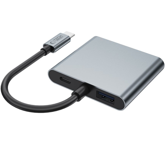 Hub USB-C Tech-Protect HB08, 1 x USB-A - 1 x USB-C - 2 x HDMI, Szary