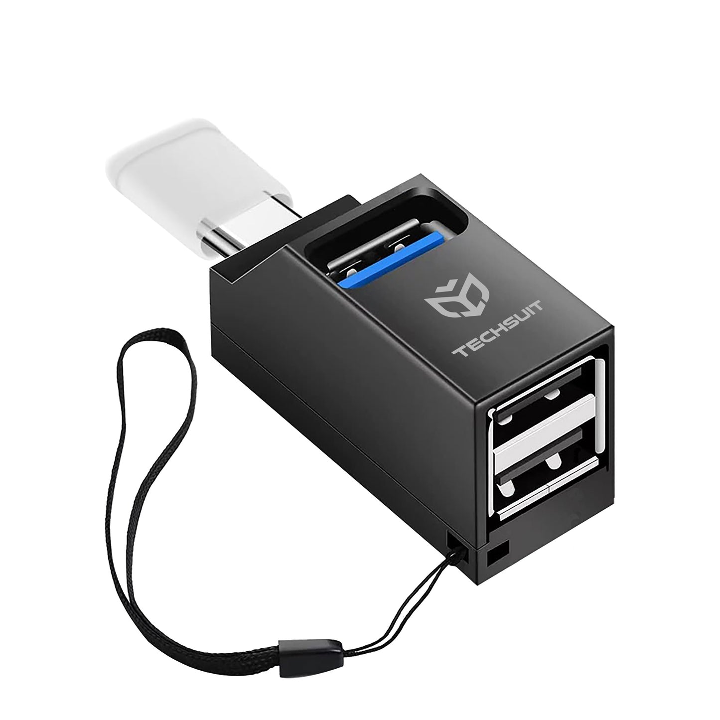 Hub USB-C Techsuit H10 EchoLink, 3w1, Czarny