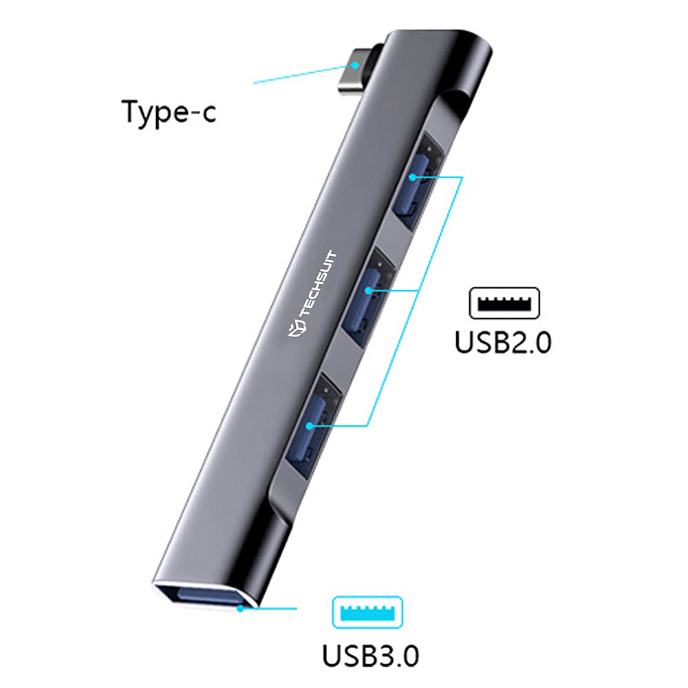 Hub USB-C Techsuit H13 ZenithDock, 4w1, Szary